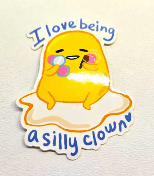 silly clown, lazy gude egg vinyl sticker