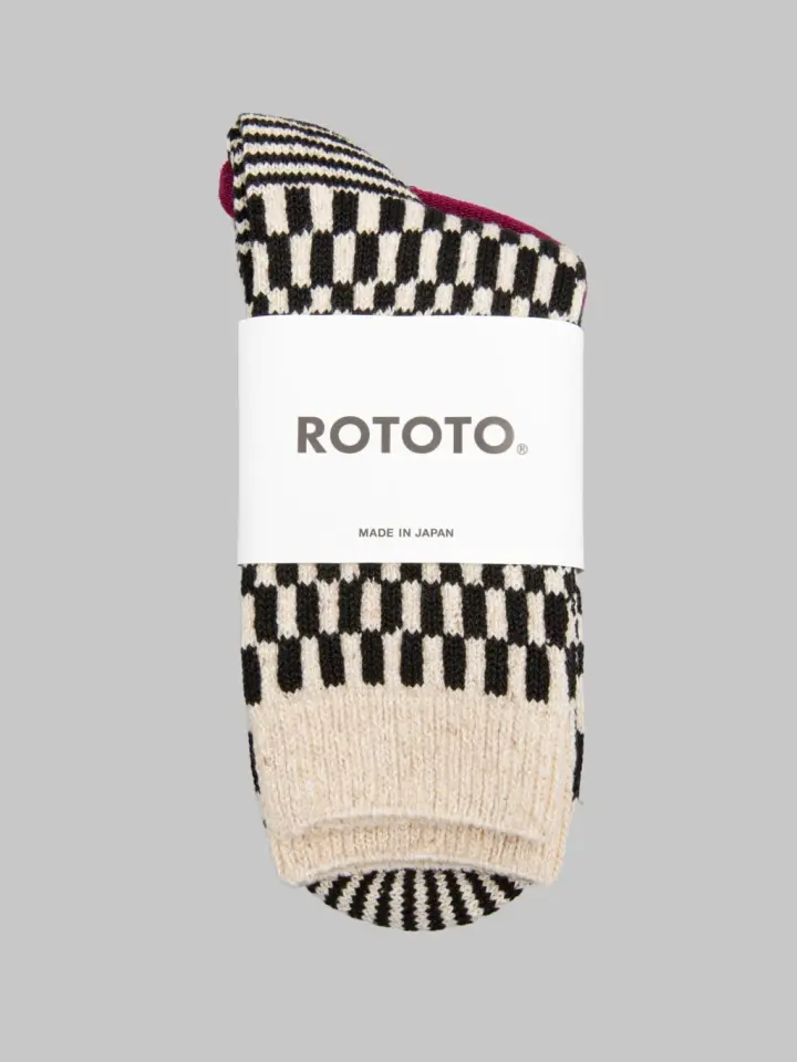 ROTOTO Checkerboard Pattern Socks Black