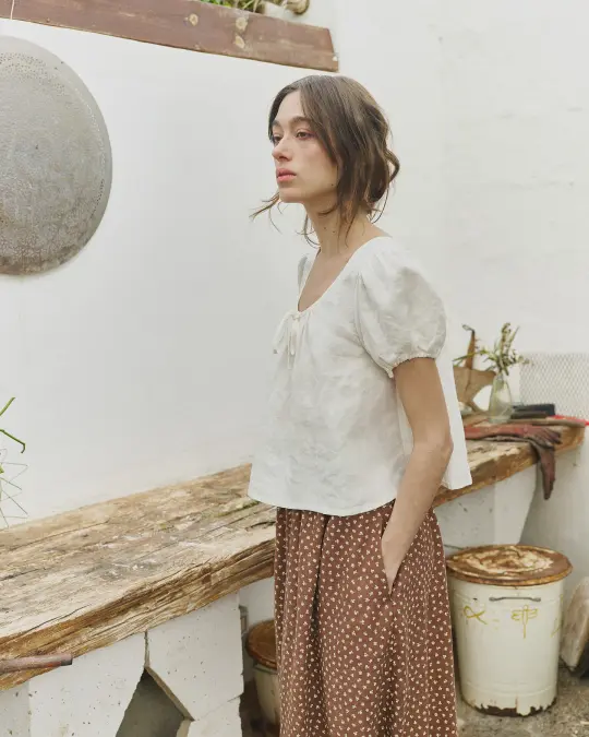 MILOS puff sleeve linen blouse