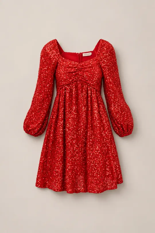 Jewel Dress in Red Sequin