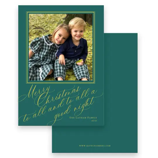 Chartreuse & Forest Green Portrait Holiday Card
