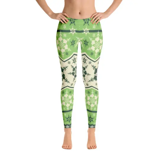 AK Snowflake Leggings - Green/Cream