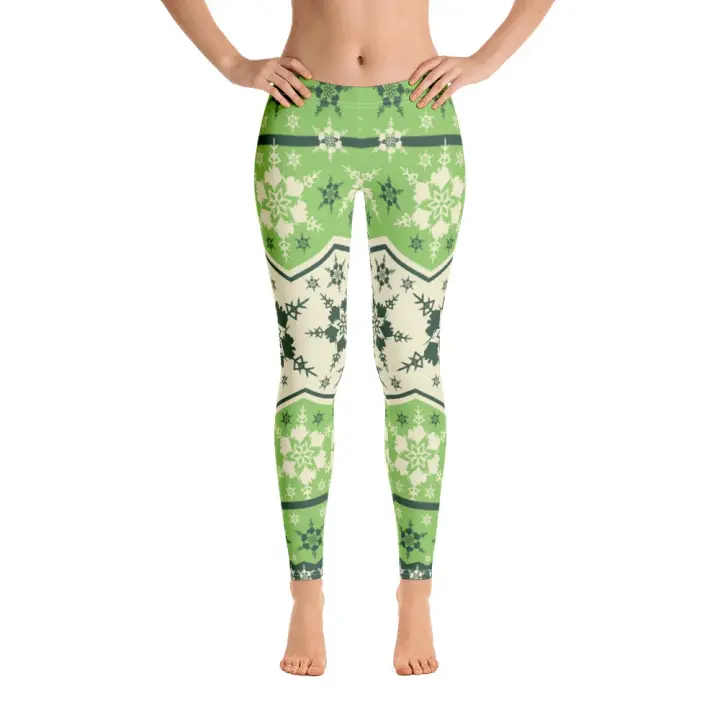 AK Snowflake Leggings - Green/Cream