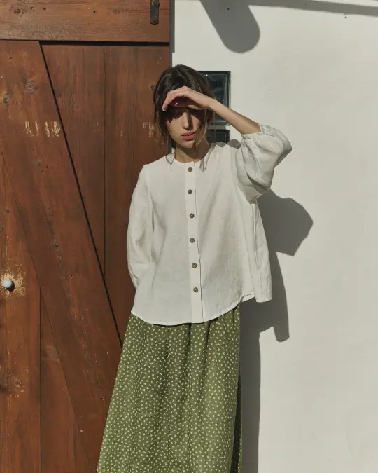 ELMINA-2 button-up linen shirt