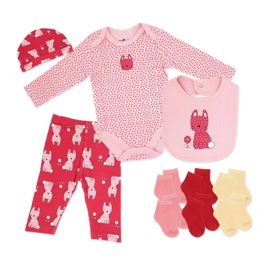 Rock A Bye Baby Boutique Baby Girls 10 Piece Baby Kitties Layette Set, 3-6M