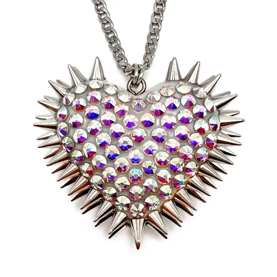 Classic Spiked & Paved Heart Necklace | Aurora