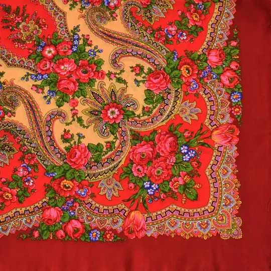Floral Wool Red Shawl