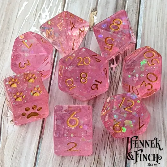 Fairy Sparkles Dice Set – 8-Piece Clear Iridescent | Fennek & Finch