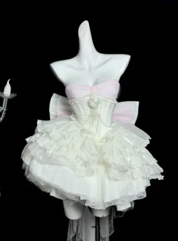 Lovely White Bow Back Accessory Homecoming Dress ,A-Line Sweetheart Corset Cute Princess Dress RS855