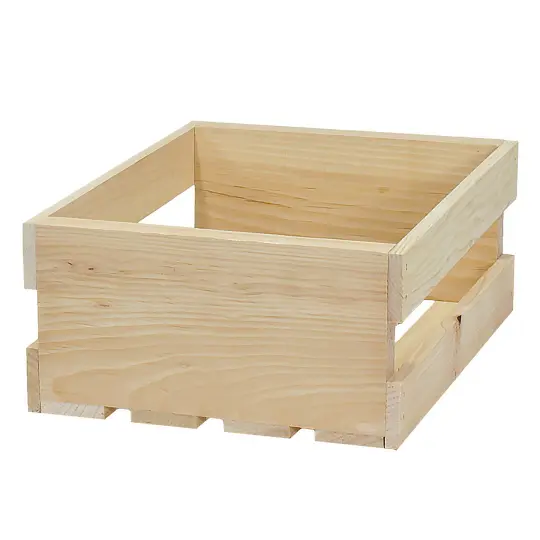3 Stories Trading Company Small 12" Unfinished Pine Pallet Style Crate