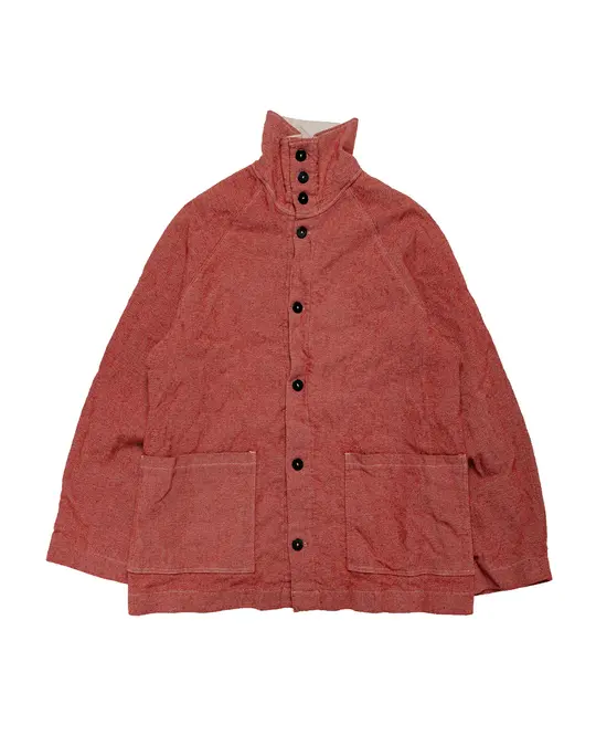 Tender Type 975 Collared Drafting Coat Red Wool Carpet Twill Rinsed