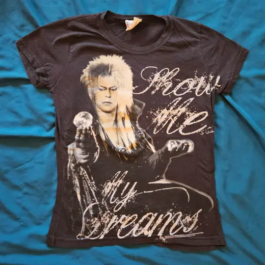 David Bowie as Jareth "Show me my dreams" Mighty Fine brand tag t-shirt size xs