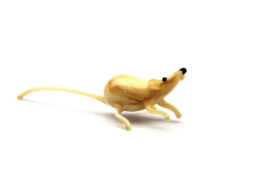 Marbled Beige Glass Rat Figurine – Tiny Handmade Murano Animal