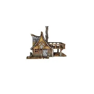 Fully painted 28mm 3D-printed dockside hut with covered pier — tabletop RPG terrain for D&D, Pathfinder & wargaming