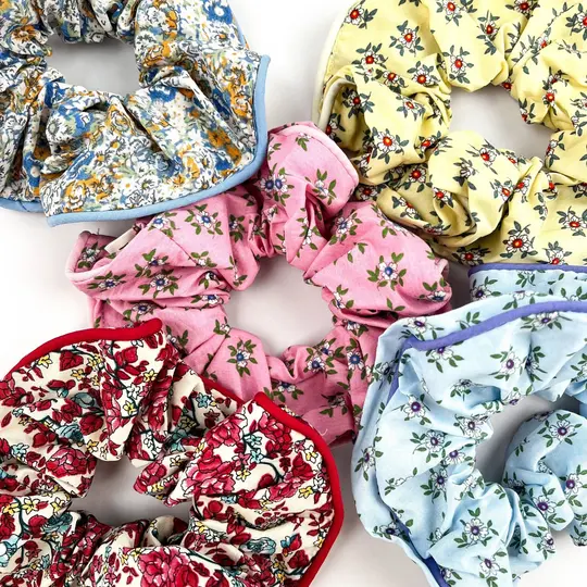 Elegant Floral Scrunchie, Spring and Summer Hair Tie