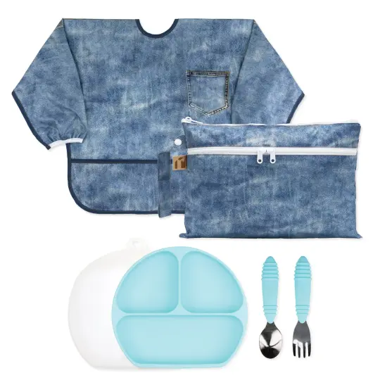 On-The-Go Mealtime 6-Piece Set: Denim + Blue