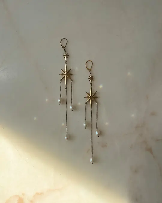 The Stars Aligned // XL Baroque Pearl Earrings // Gold