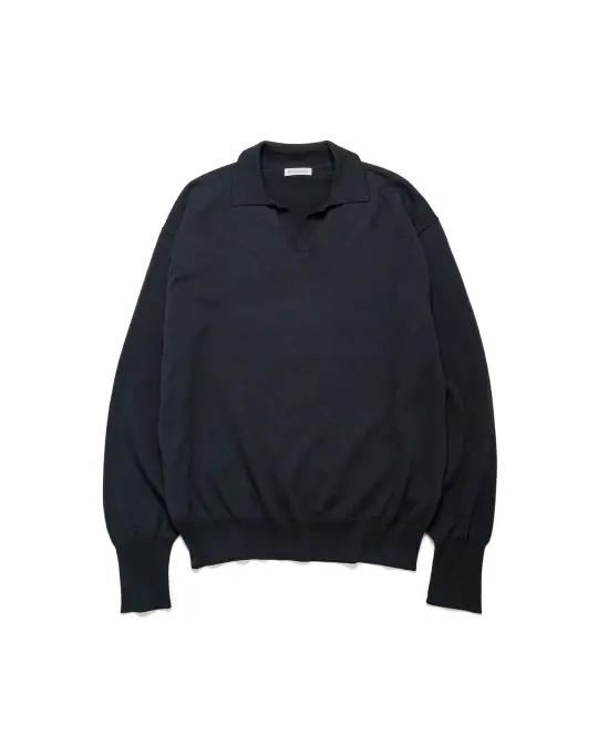 KAPTAIN SUNSHINE Cotton Knit Skipper Shirt Dark Navy