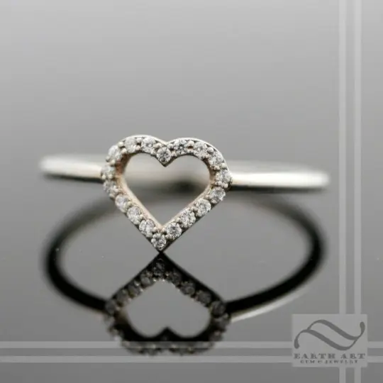 Open Heart Halo Ring - Sterling Silver