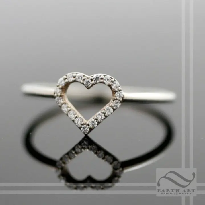 Open Heart Halo Ring - Sterling Silver