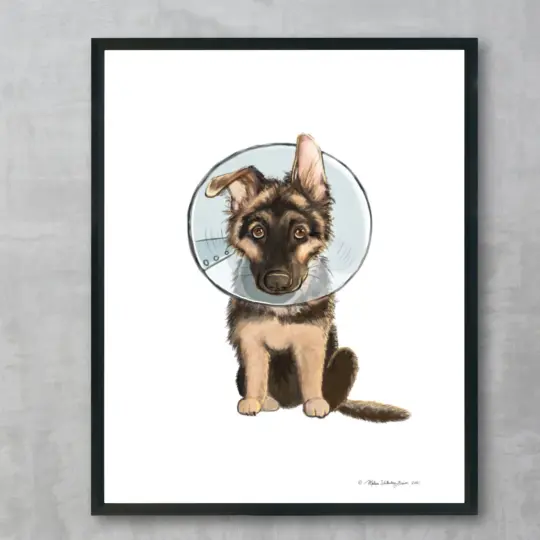 Puppy Cone of Shame Fine Art Print