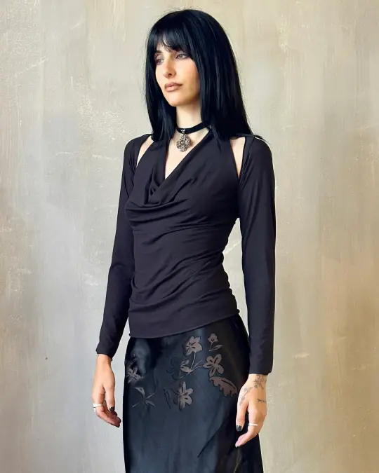 Sample Sale: Halter Shrug Top in Black (Size I)