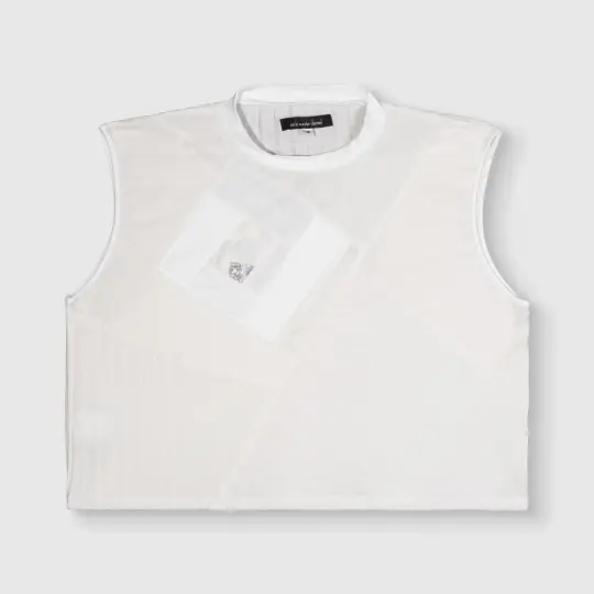 white 'all-over reroll' cropped tank top