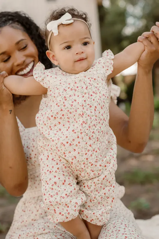 Baby Mirabelle Romper in Cream Ditsy Floral