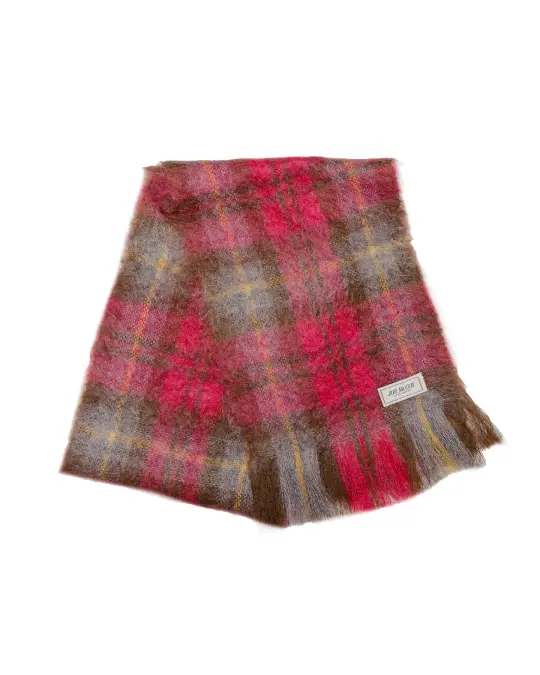 The Real McCoy's MA24107 Plaid Pattern Mohair Scarf Red/Mint
