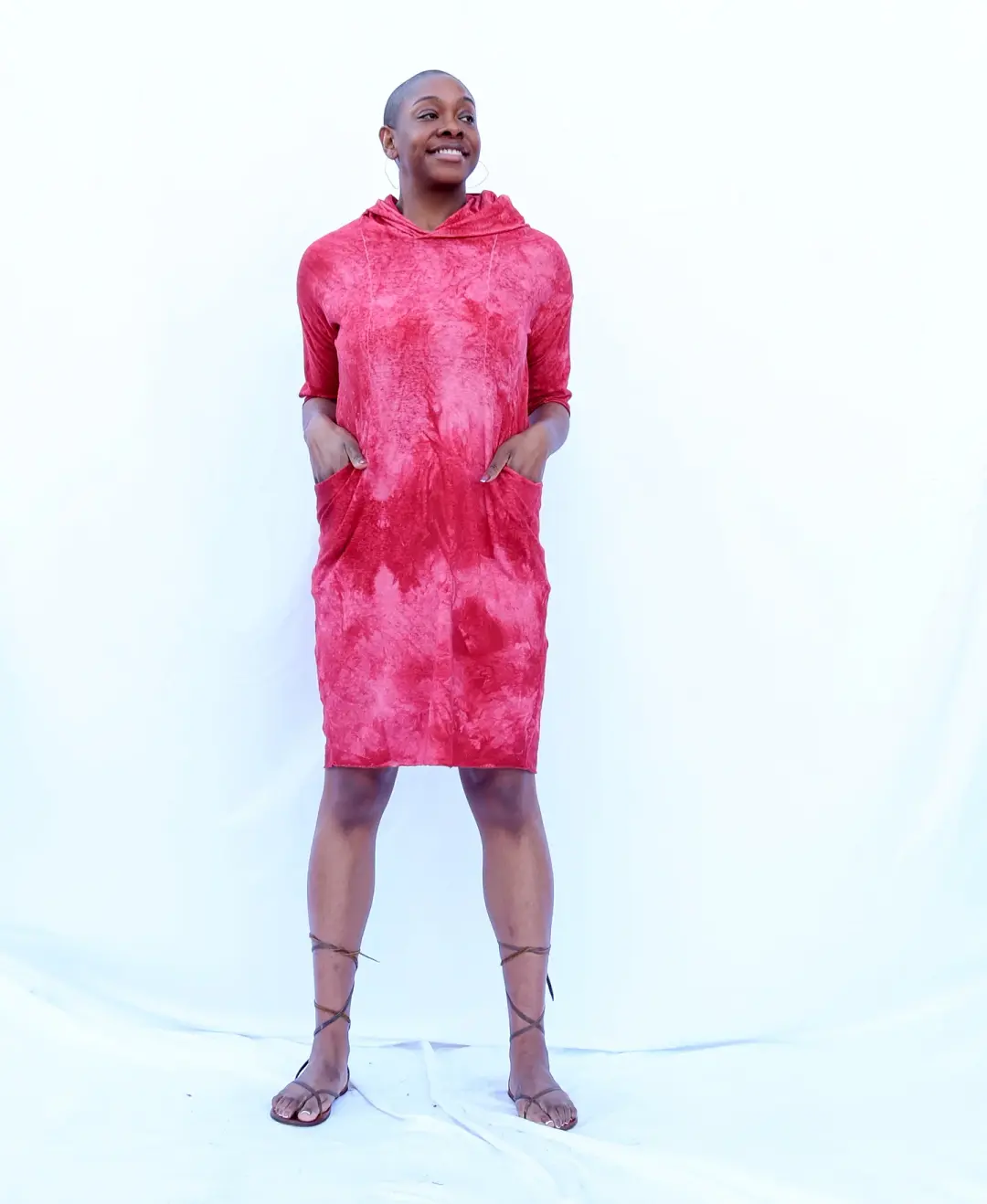 Hooded Origami Classic Below Knee Dress