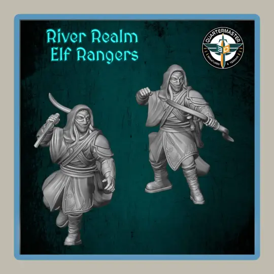 Render of 28mm miniature elf rangers