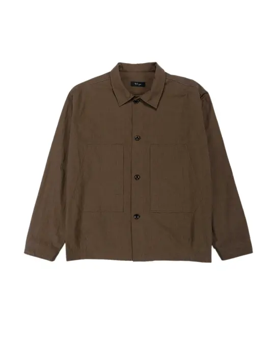 Wanze Chore Shirt Cotton Micro Houndstooth Walnut