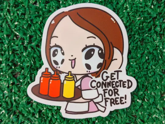 "get connected for free" waterproof sticker