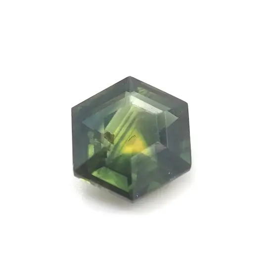 Green Australian sapphire hexagon cut .9ct