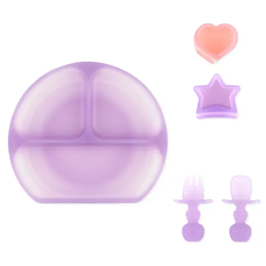 Grip Dish Deluxe Infant 5-Piece Mealtime Set: Purple Jelly