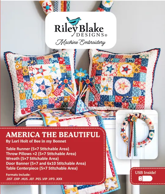 Americana America the Beautiful Machine Embroidery USB