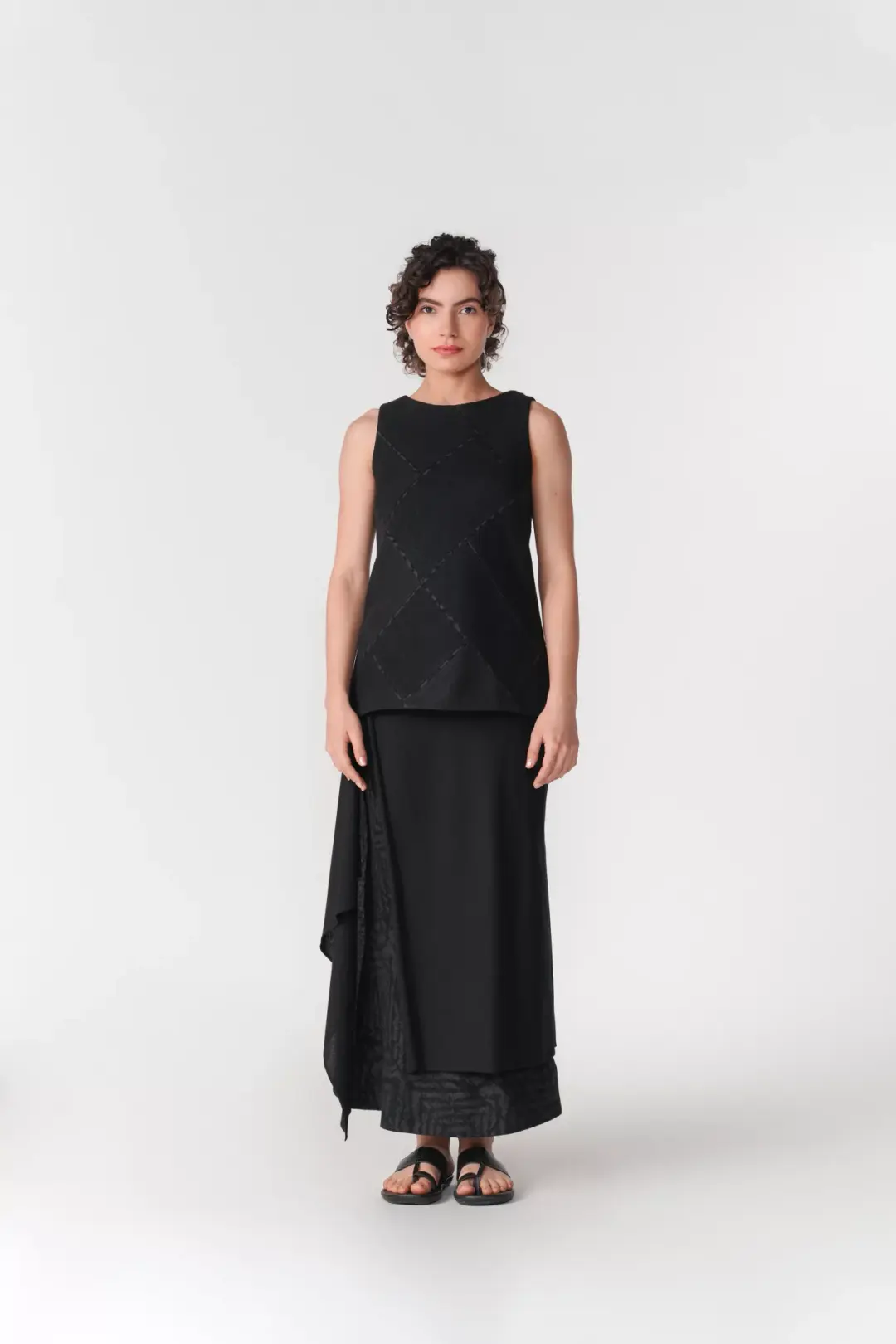 PATCHWORK BOAT NECK TOP