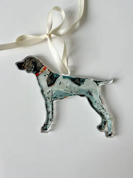 GSP standing Acrylic Christmas Dog Ornament