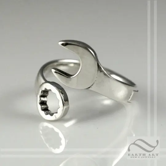 Wrench Ring in Solid Sterling Silver - Adjustable unisex band