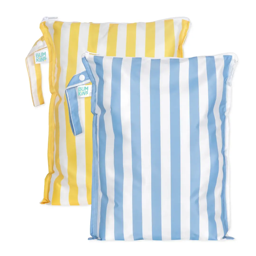 Wet Bag Plus 2 Pack: Blue + Yellow Stripe