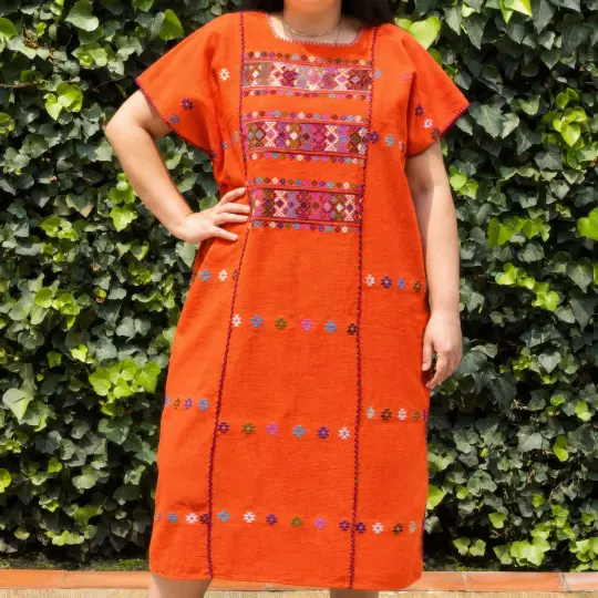 Trenzado Long Huipil de Telar Dress
