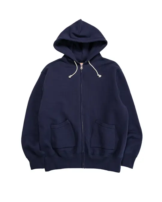 The Real McCoy’s MC25106 12 Oz. Ball Park F/Z Hooded Sweatshirt L.Navy