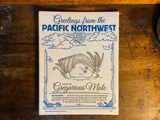 Gregarious Mole - Limited Edition Letterpress Print (8.5 x 11")