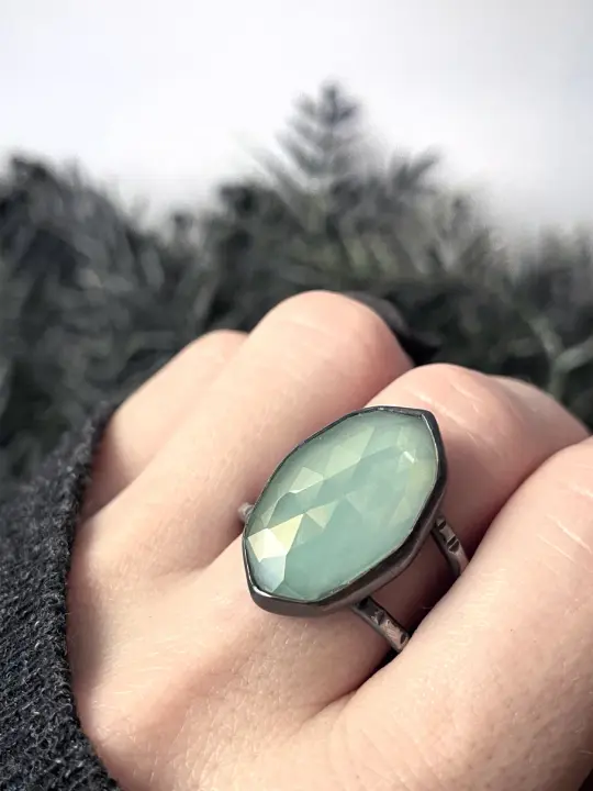 Lab Zircon Blue Glow Ring - Size 9