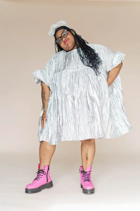 SILVER METALLIC MINI MUSHROOM DRESS