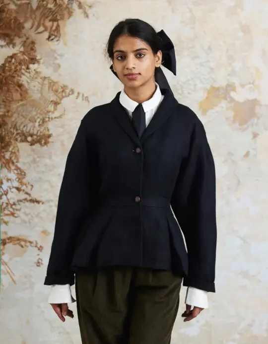 Veste 'Annie' en lin épais noire