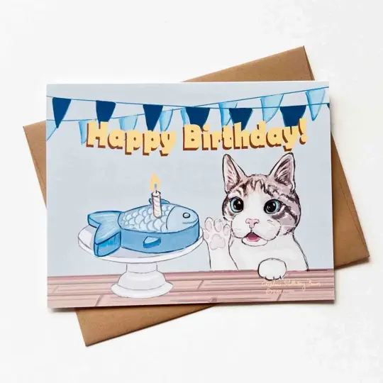 Cat Birthday Greeting Card