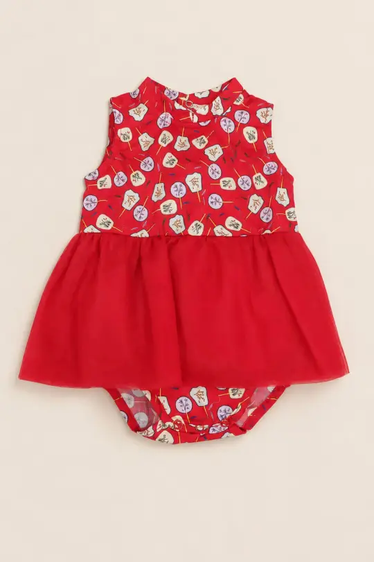 Luna Tulle Onesie - Red Fans
