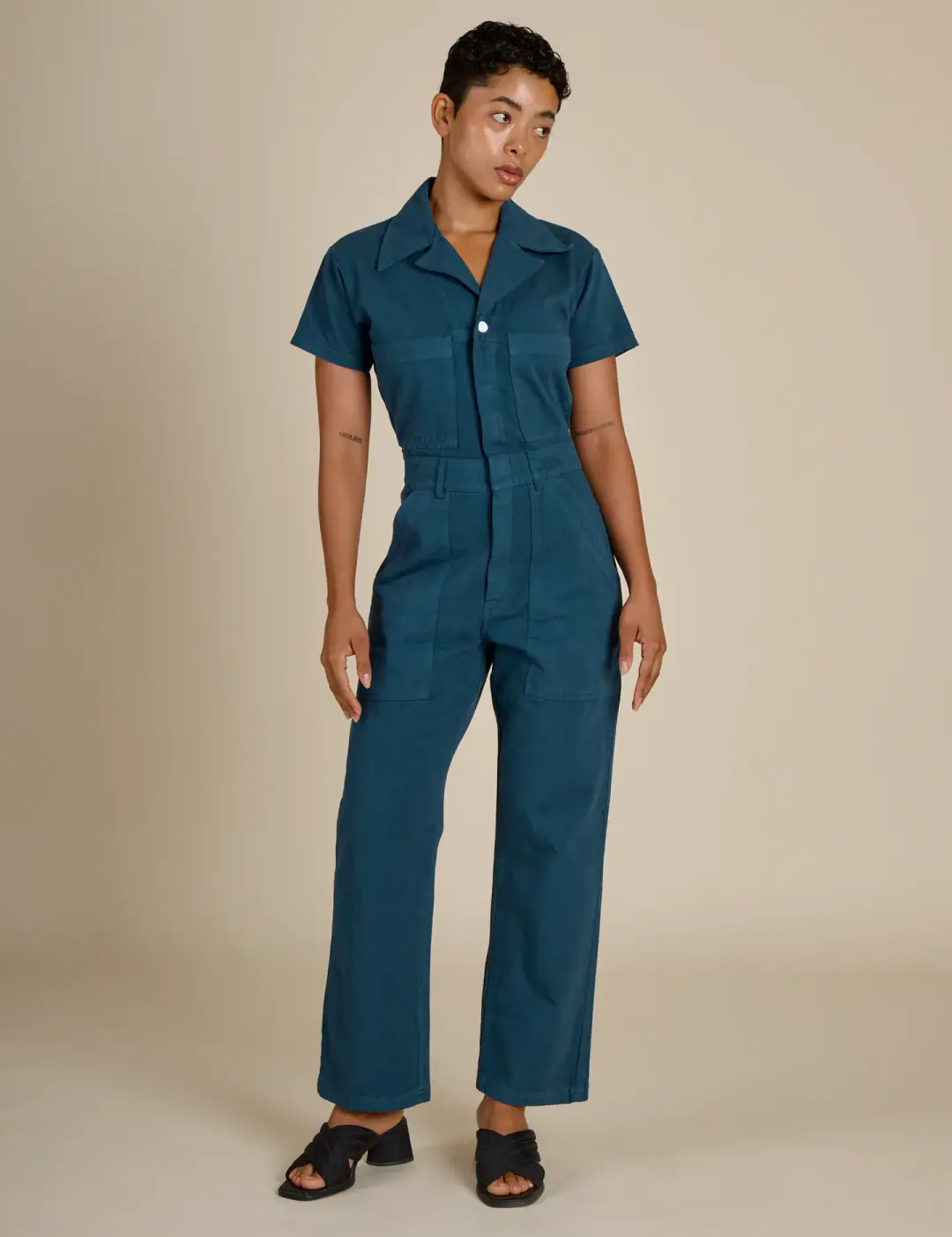 Petite Short Sleeve Jumpsuit - Lagoon