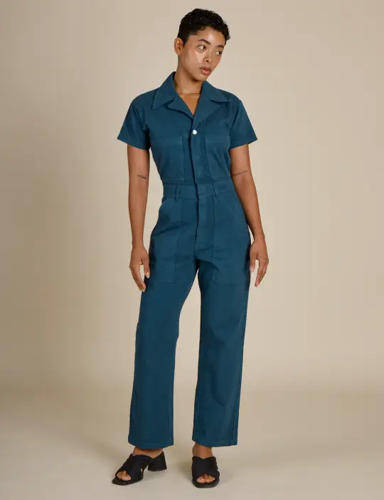 Petite Short Sleeve Jumpsuit - Lagoon